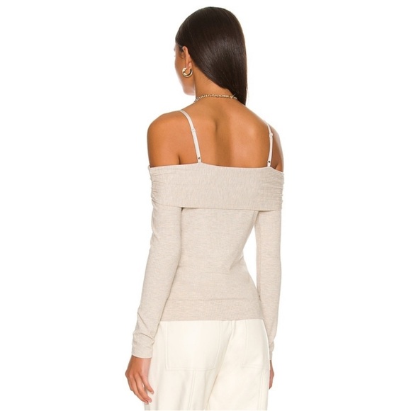 Jonathan Simkhai Standard Piper Shaping Rib Long Sleeve Off the Shoulder Top M - Picture 3 of 10